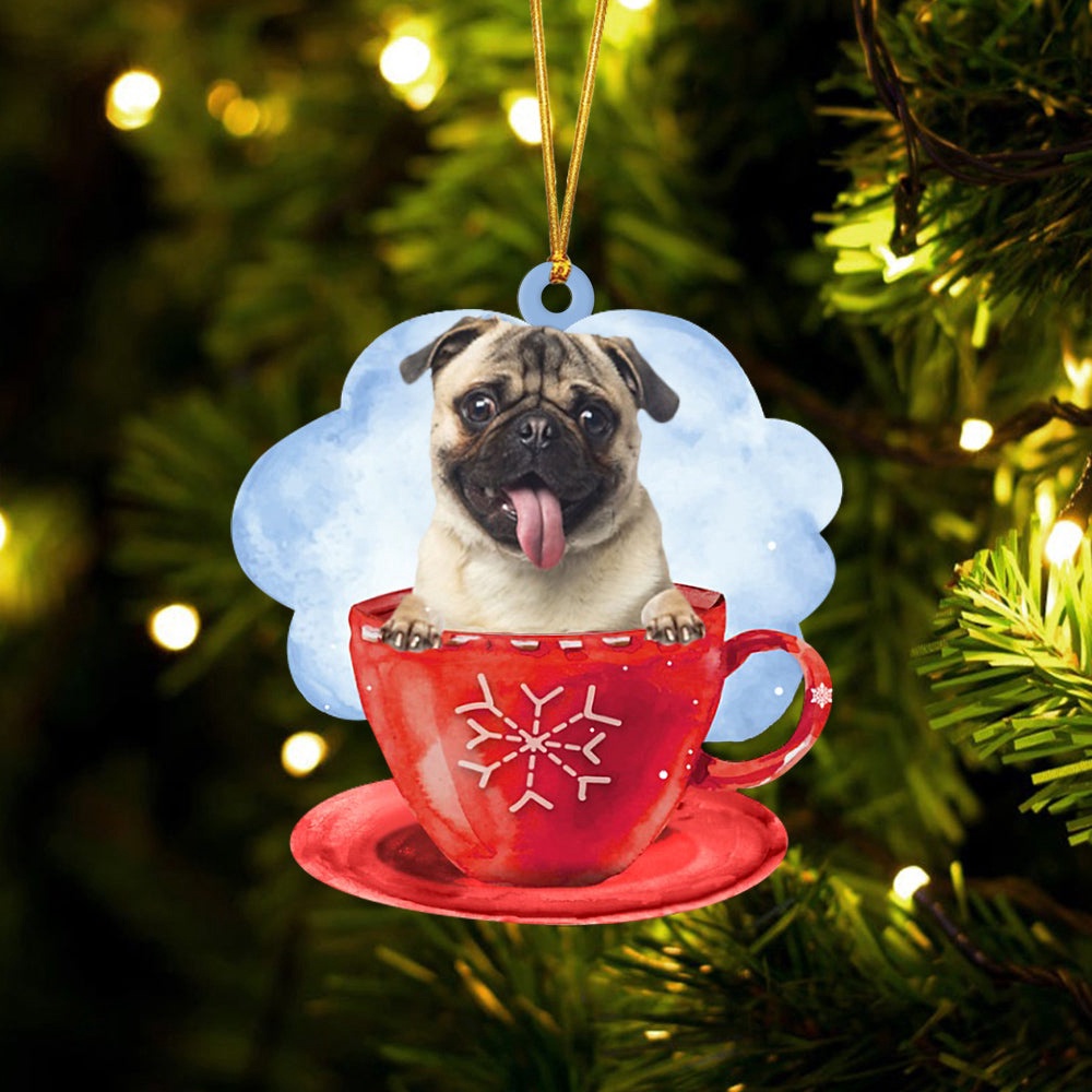 Pug On The Cup Christmas Ornament, Christmas Ornament, Dog Ornament, Xmas Dog Ornaments Pug On The Cup Christmas Ornament, Christmas Ornament, Dog Ornament, Xmas Dog Ornaments
