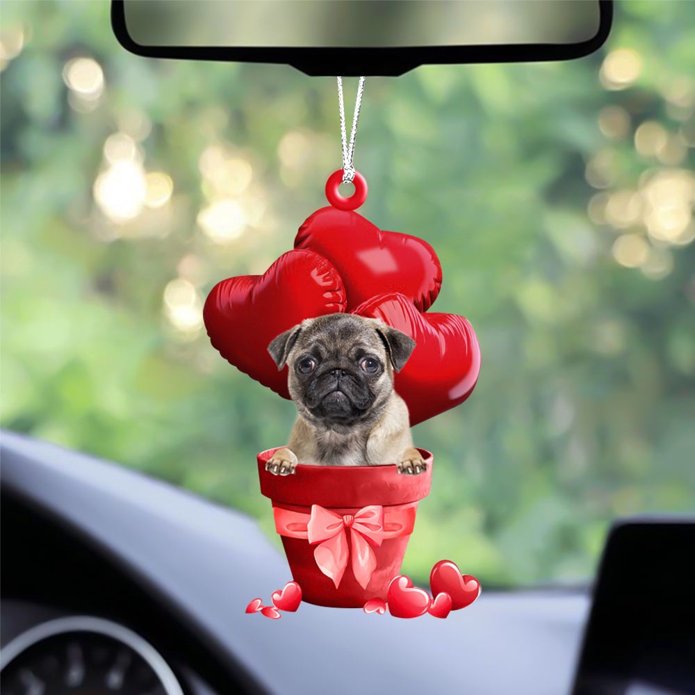 Pug Red Heart Balloon Ornament, Christmas Ornament, Dog Ornament, Xmas Dog Ornaments Pug Red Heart Balloon Ornament, Christmas Ornament, Dog Ornament, Xmas Dog Ornaments