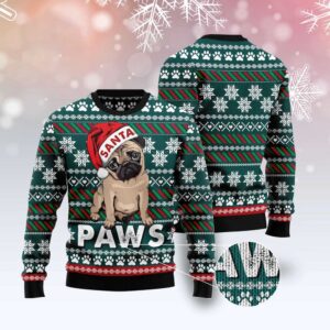 Pug Santa Paws Ugly Christmas Sweater, Dog…