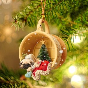 Pug Sleeping In A Cup Christmas Ornament,…
