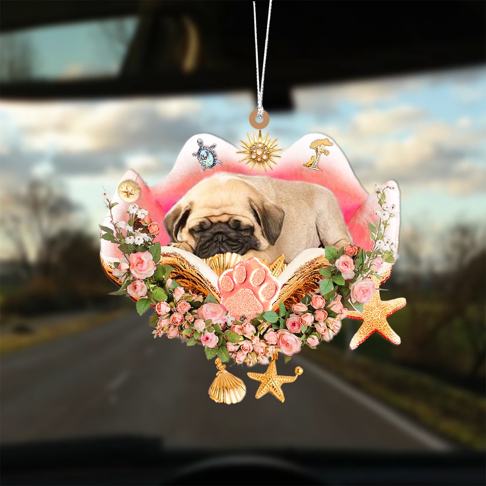 Pug Sleeping In The Seashell Ornament, Christmas Ornament, Dog Ornament, Xmas Dog Ornaments Pug Sleeping In The Seashell Ornament, Christmas Ornament, Dog Ornament, Xmas Dog Ornaments