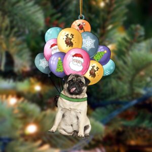 Pug With Balloons Christmas Ornament, Christmas Ornament,…