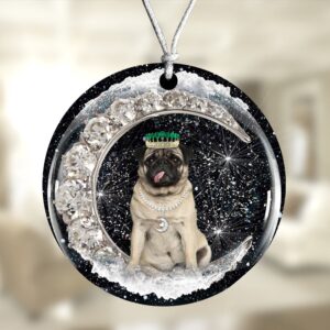 Pug With Crown Diamond Ornament, Christmas Ornament,…