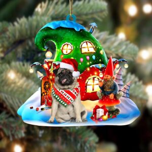 Pug With Rudolph’s House Christmas Ornament, Christmas…