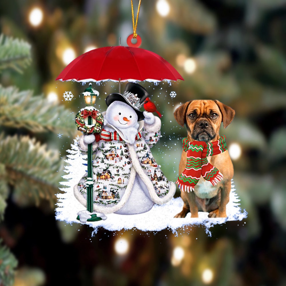 Puggle 2 With Snowman Christmas Ornament, Christmas Ornament, Dog Ornament, Xmas Dog Ornaments Puggle 2 With Snowman Christmas Ornament, Christmas Ornament, Dog Ornament, Xmas Dog Ornaments