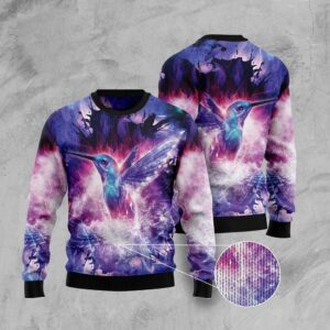 Purple Hummingbird Ugly Christmas Sweater, Christmas Sweater,…