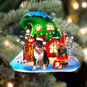 Rat Terrier With Rudolph’s House Christmas Ornament,…