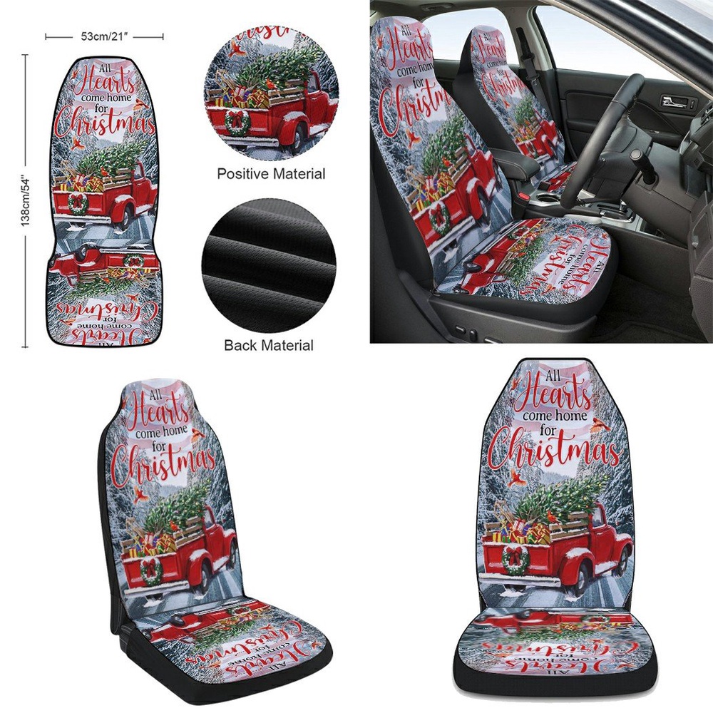 Red Truck American flag All Hearts Come Home For Christmas Seat Cover Cars, Christmas Car Seat Cover, Car Seat Cover