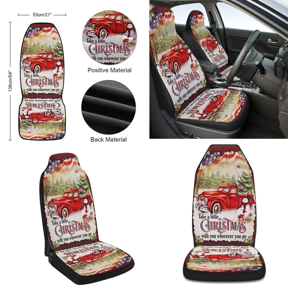 Red Truck Take A Little Christmas With You go Seat Cover Cars, Christmas Car Seat Cover, Car Seat Cover
