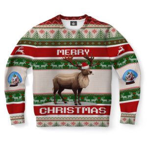 Reindeer Smoking Cigar Ugly Christmas Sweater, Christmas…