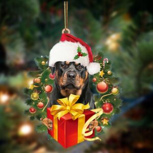 Rottweiler 2-Dogs give gifts Hanging Ornament, Christmas…