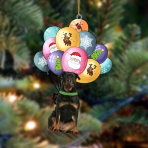 Rottweiler 2 With Balloons Christmas Ornament, Christmas…