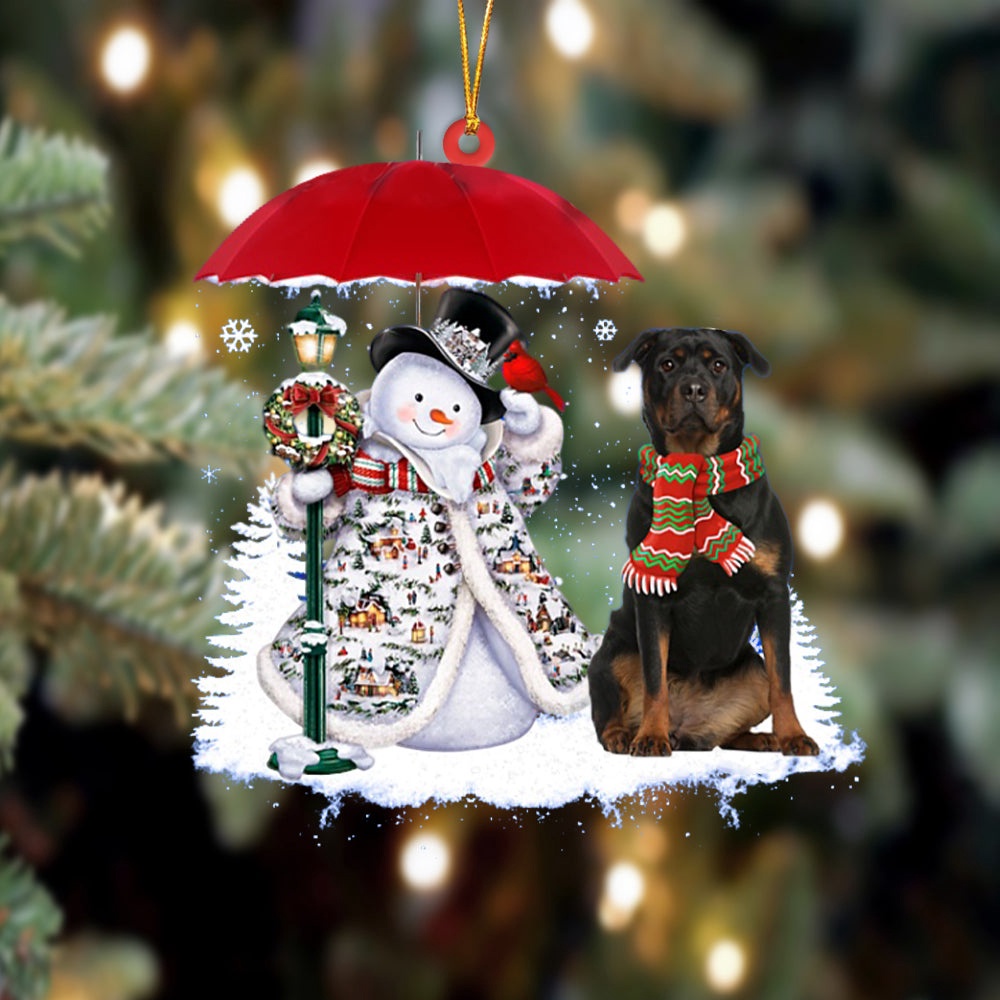 Rottweiler 2 With Snowman Christmas Ornament, Christmas Ornament, Dog Ornament, Xmas Dog Ornaments Rottweiler 2 With Snowman Christmas Ornament, Christmas Ornament, Dog Ornament, Xmas Dog Ornaments