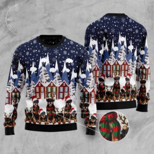 Rottweiler Family Ugly Christmas Sweater, Dog Ugly…