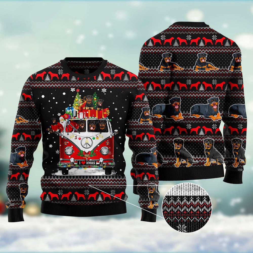 Rottweiler I Love Xmas Ugly Christmas Sweater, Dog Ugly Christmas Sweater, Ugly Dog Sweaters