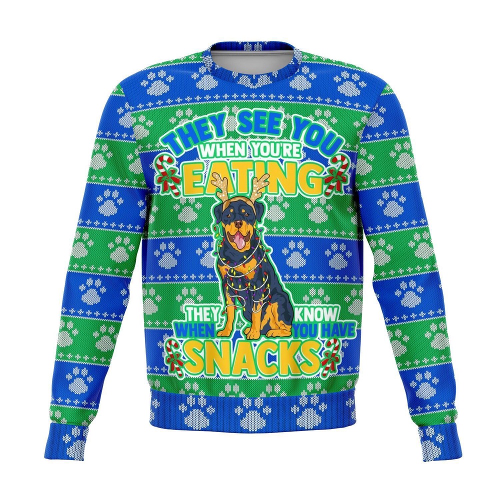 Rottweiler They Know When You Have Snacks Christmas Ugly Sweater, Christmas Sweater, Ugly Sweater, Funny Xmas Sweaters