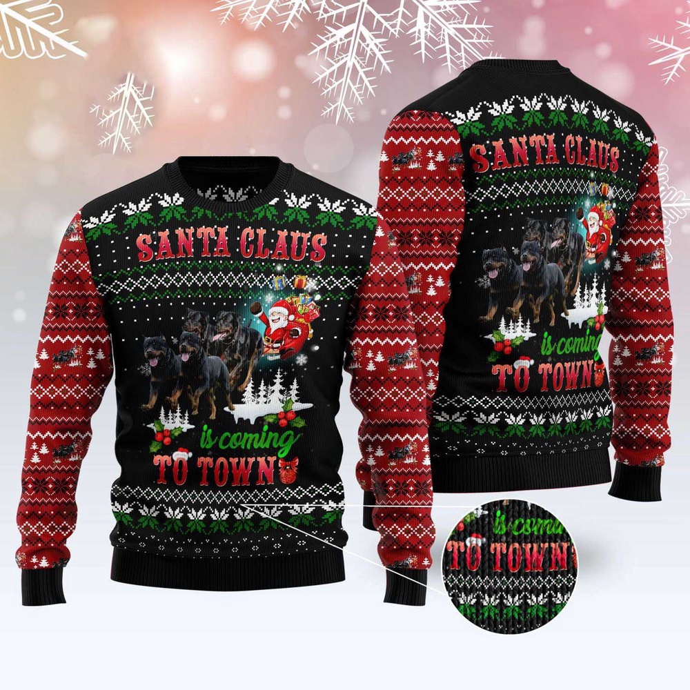 Rottweiler Town Christmas Ugly Christmas Sweater, Dog Ugly Christmas Sweater, Ugly Dog Sweaters