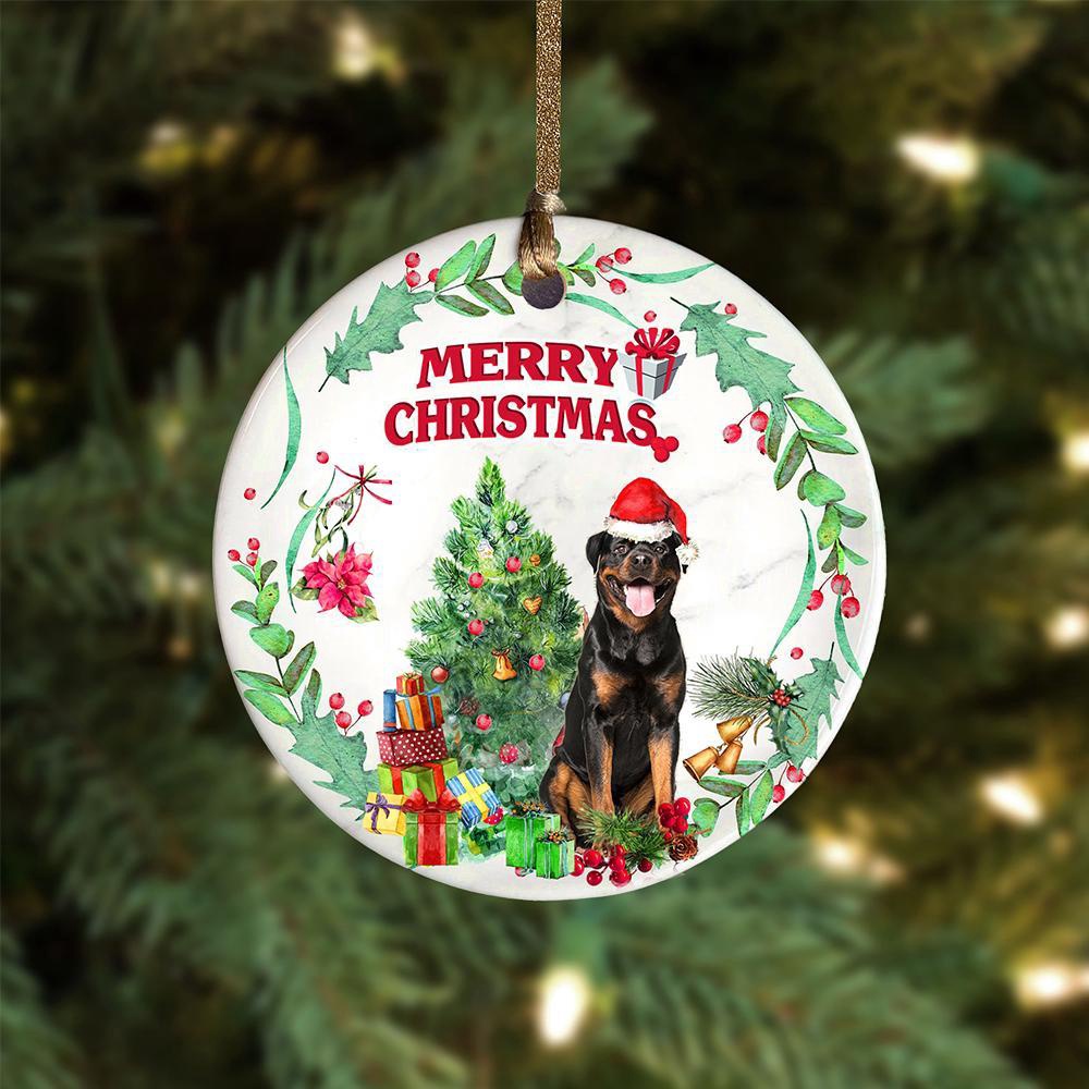 Rottweiler Tree Merry Christmas Ornament, Christmas Ornament, Dog Ornament, Xmas Dog Ornaments Rottweiler Tree Merry Christmas Ornament, Christmas Ornament, Dog Ornament, Xmas Dog Ornaments