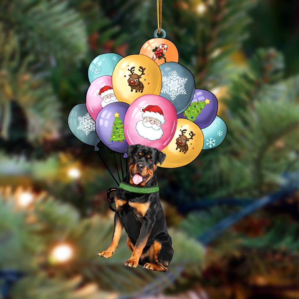 Rottweiler With Balloons Christmas Ornament, Christmas Ornament, Dog Ornament, Xmas Dog Ornaments Rottweiler With Balloons Christmas Ornament, Christmas Ornament, Dog Ornament, Xmas Dog Ornaments