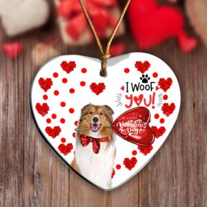 Rough Collie Happy Valentine’s Day Ornament, Christmas…