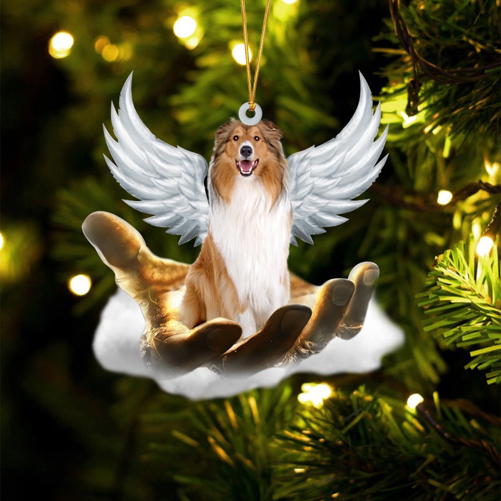 Rough Collie On The Hands Of Jesus Ornament, Christmas Ornament, Dog Ornament, Xmas Dog Ornaments Rough Collie On The Hands Of Jesus Ornament, Christmas Ornament, Dog Ornament, Xmas Dog Ornaments