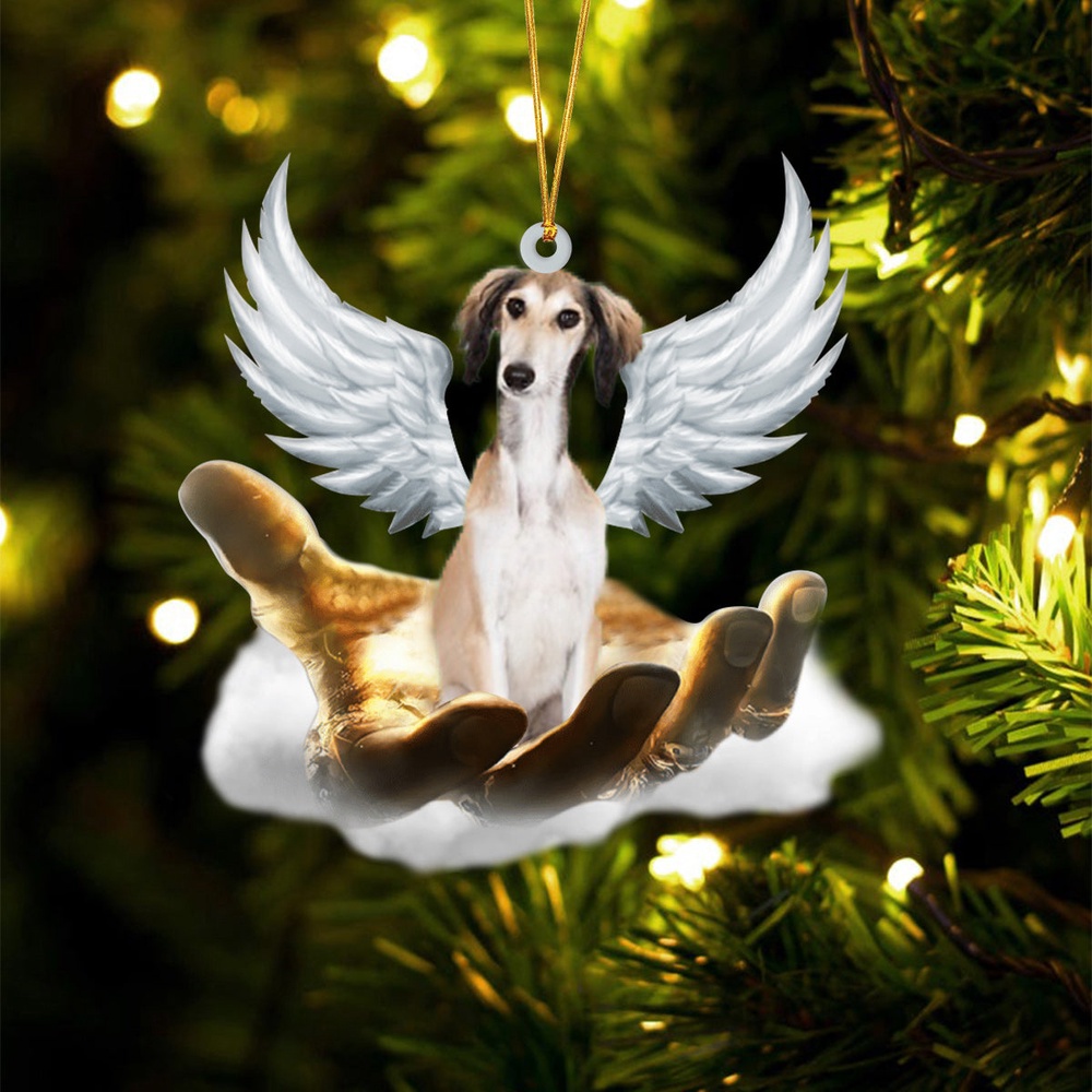Saluki On The Hands Of Jesus Ornament, Christmas Ornament, Dog Ornament, Xmas Dog Ornaments
