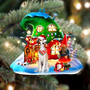 Saluki With Rudolph’s House Christmas Ornament, Christmas…