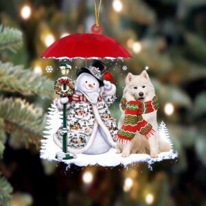 Samoyed With Snowman Christmas Ornament, Christmas Ornament,…
