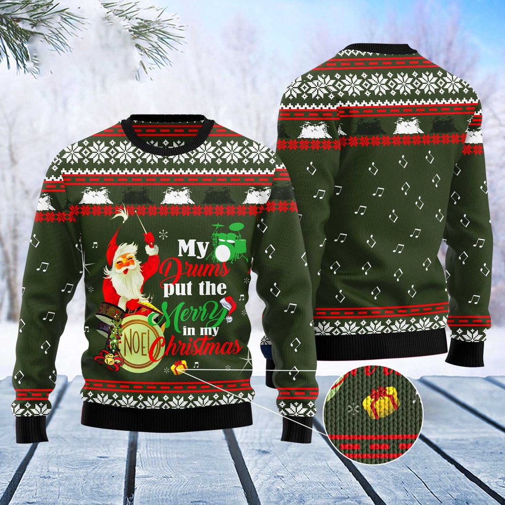 Santa And Drum Ugly Christmas Sweater, Christmas Sweater, Ugly Sweater, Funny Xmas Sweaters Santa And Drum Ugly Christmas Sweater, Christmas Sweater, Ugly Sweater, Funny Xmas Sweaters