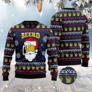 Santa Beerd Ugly Christmas Sweater, Christmas Sweater,…