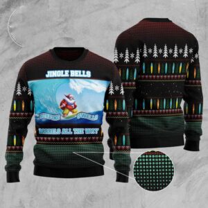 Santa Claus Surfing Ugly Christmas Sweater, Christmas…