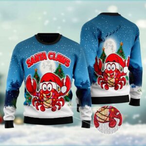 Santa Claws Crabs Ugly Christmas Sweater, Christmas…