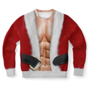 Santa Custome With Muscle Ugly Christmas Sweater,…