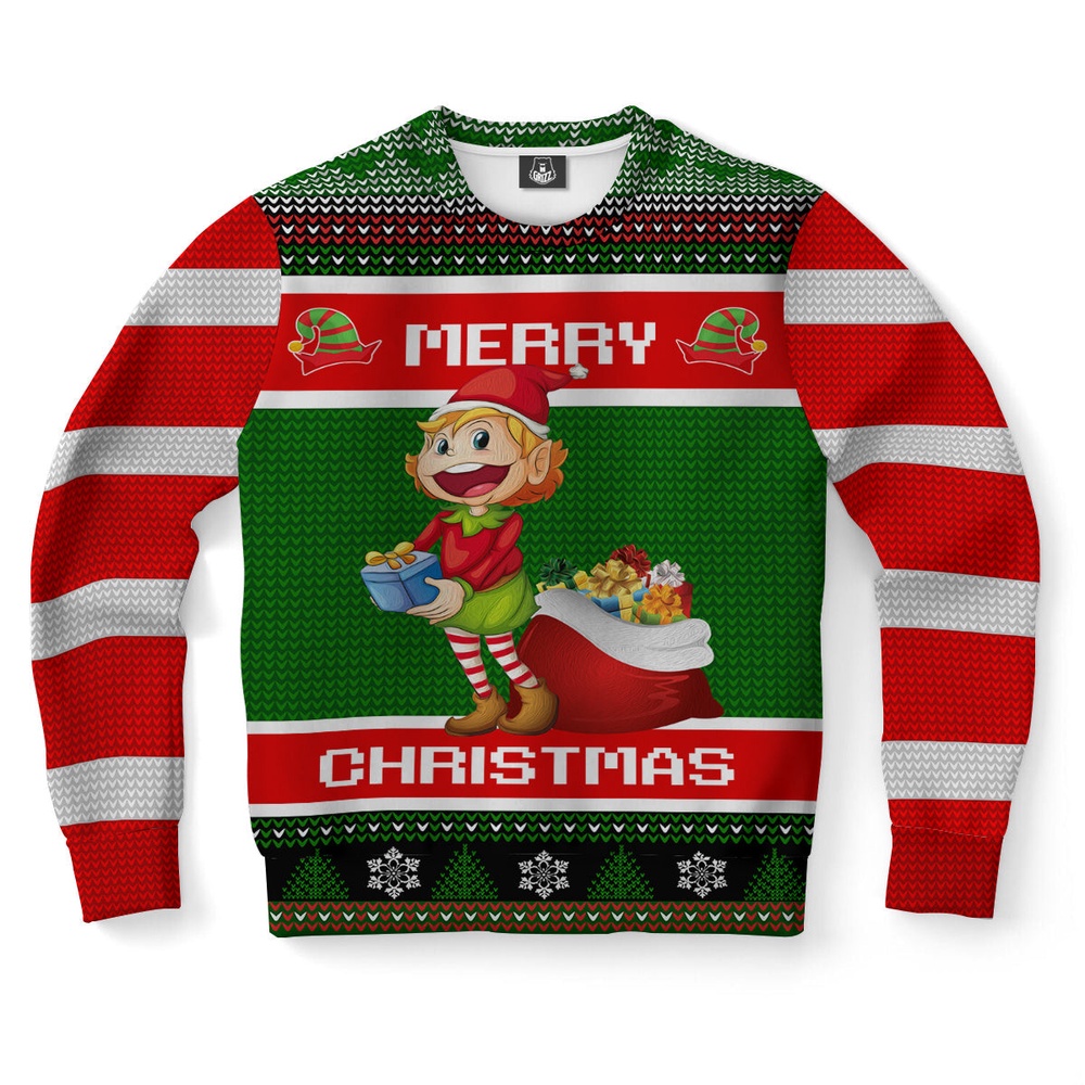 Santa Elf Ugly Christmas Sweater, Christmas Sweater, Ugly Sweater, Funny Xmas Sweaters