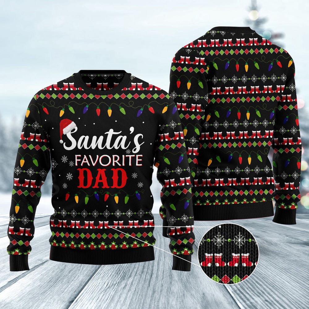 Santa’S Favorite Dad Ugly Christmas Sweater, Christmas Sweater, Ugly Sweater, Funny Xmas Sweaters