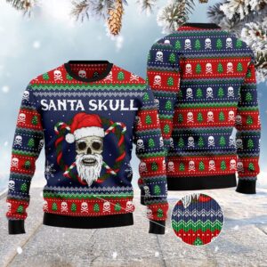Santa Skull Funny Ugly Christmas Sweater, Christmas…