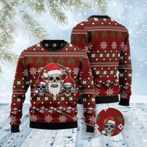 Santa Skull Ugly Christmas Sweater, Christmas Sweater,…