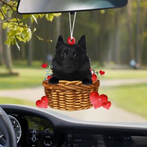 Schipperke With Rose & Heart Ornament, Christmas…