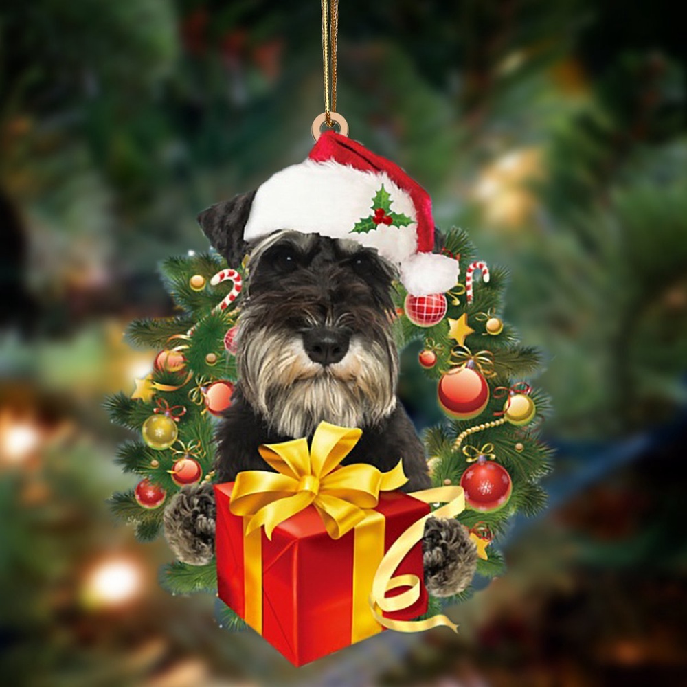 Schnauzer-Dogs give gifts Hanging Ornament, Christmas Ornament, Dog Ornament, Xmas Dog Ornaments Schnauzer-Dogs give gifts Hanging Ornament, Christmas Ornament, Dog Ornament, Xmas Dog Ornaments