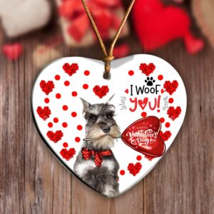 Schnauzer Happy Valentine’s Day Ornament, Christmas Ornament,…
