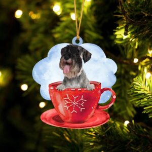 Schnauzer On The Cup Christmas Ornament, Christmas…