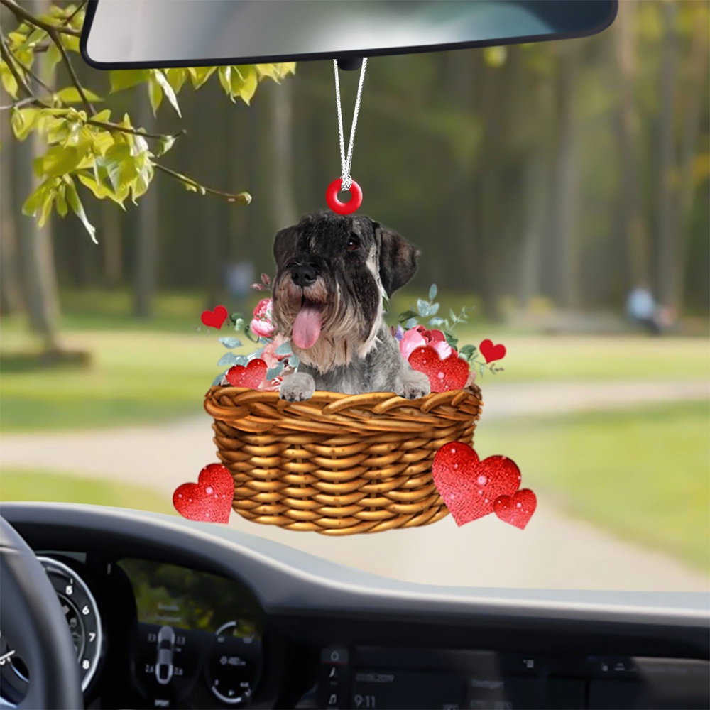 Schnauzer With Rose & Heart Ornament, Christmas Ornament, Dog Ornament, Xmas Dog Ornaments Schnauzer With Rose & Heart Ornament, Christmas Ornament, Dog Ornament, Xmas Dog Ornaments