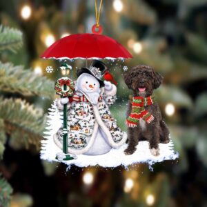 Schnoodle With Snowman Christmas Ornament, Christmas Ornament,…