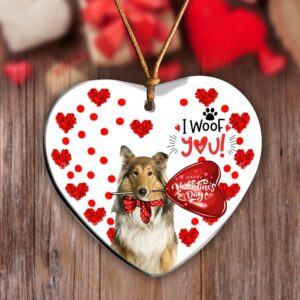 Scotch Collie Happy Valentine’s Day Ornament, Christmas…