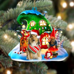 Scotch Collie With Rudolph’s House Christmas Ornament,…