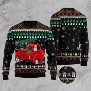 Scottish Terrier And Red Truck Ugly Christmas…