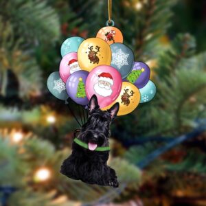 Scottish Terrier With Balloons Christmas Ornament, Christmas…