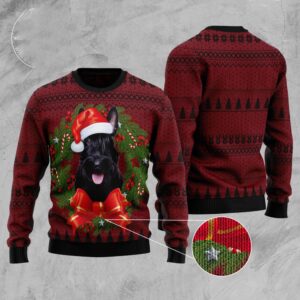 Scottish Terrier Wreath Ugly Christmas Sweater, Christmas…