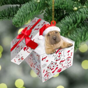 Shar-Pei In Gift Box Christmas Ornament, Christmas…