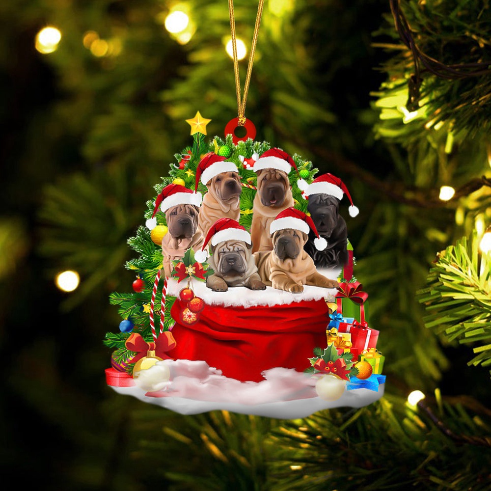 Shar pei Dogs In A Gift Bag Christmas Ornament, Christmas Ornament, Dog Ornament, Xmas Dog Ornaments Shar pei Dogs In A Gift Bag Christmas Ornament, Christmas Ornament, Dog Ornament, Xmas Dog Ornaments